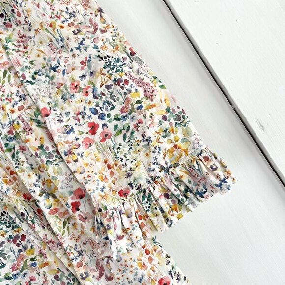 Rare $578 O Pioneers Clara Floral Cotton Cottage Midi Dress 4 US 8 UK Women’s - Picture 3 of 6